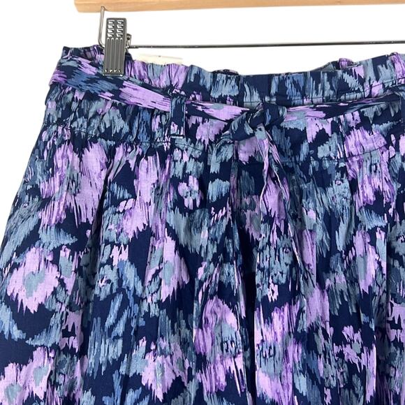 NWT Old Navy Mini Skirt Womens 6 Purple Blue 100% Cotton Belted Pleated Preppy - Picture 3 of 7